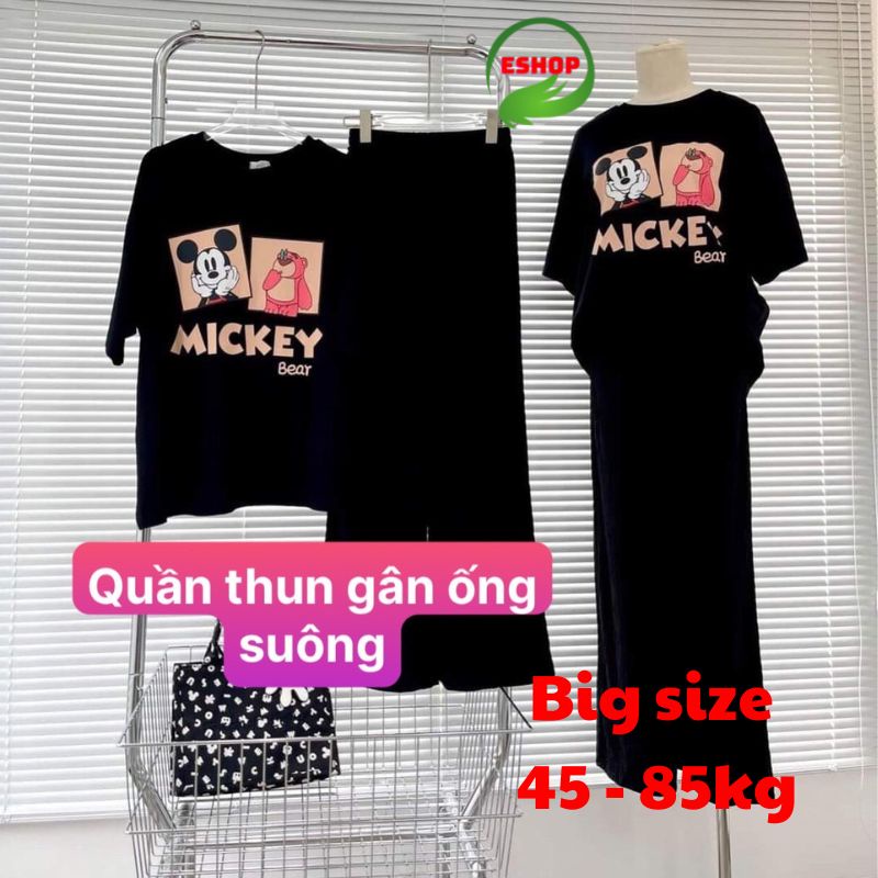 Đồ bộ nữ quần ống rộng suông bigsize ESHOP Đồ mặc nhà nữ cạp cao quần gân len tăm form rộng tay lửng co giãn đẹp DB69
