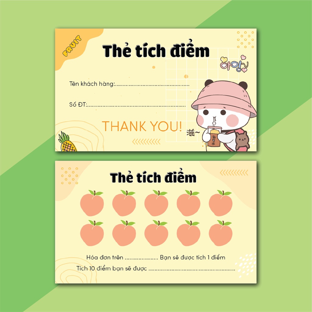 THẺ TÍCH ĐIỂM TRÁI CÂY - ĐỒ UỐNG -CARD TÍCH ĐIỂM MUA HÀNG GIÁ RẺ (HÀNG CÓ SẴN)