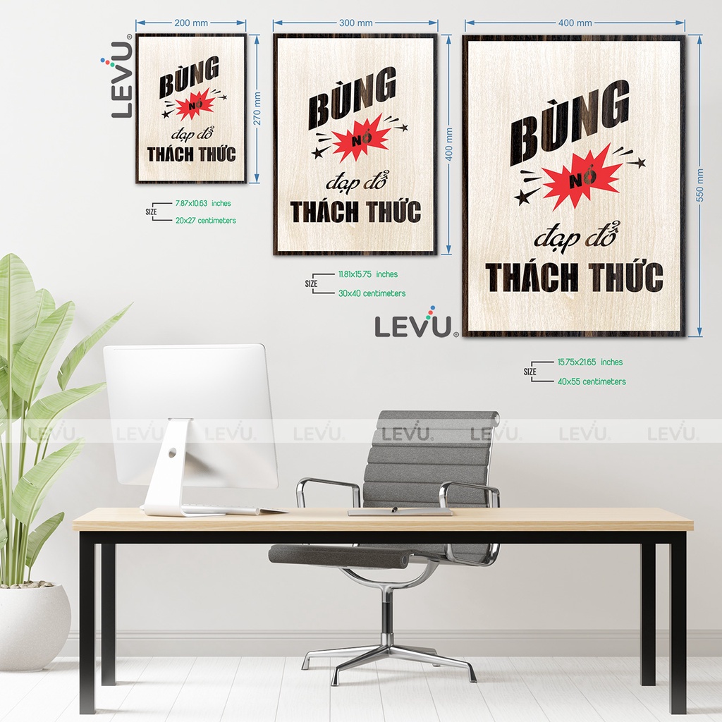 Tranh văn phòng Slogan tạo động lực giúp học tập làm việc hiệu quả LEVU019