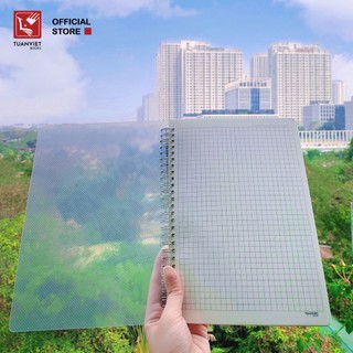 Sổ lò xo caro TUANVIET BOOKS bìa nhựa trắng mờ B5 - A5 chất lượng cao