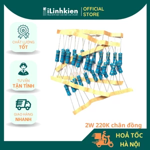 Điện trở 220K 2W chân đồng 1% túi 20 con chất lượng cao