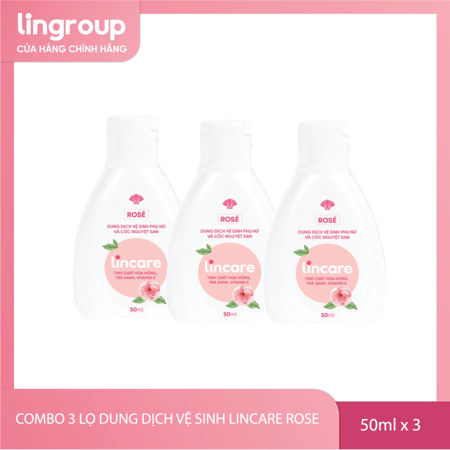 Bộ 3 dung dịch vệ sinh phụ nữ Lincare Rose hương thơm tự nhiên (50mlx3)