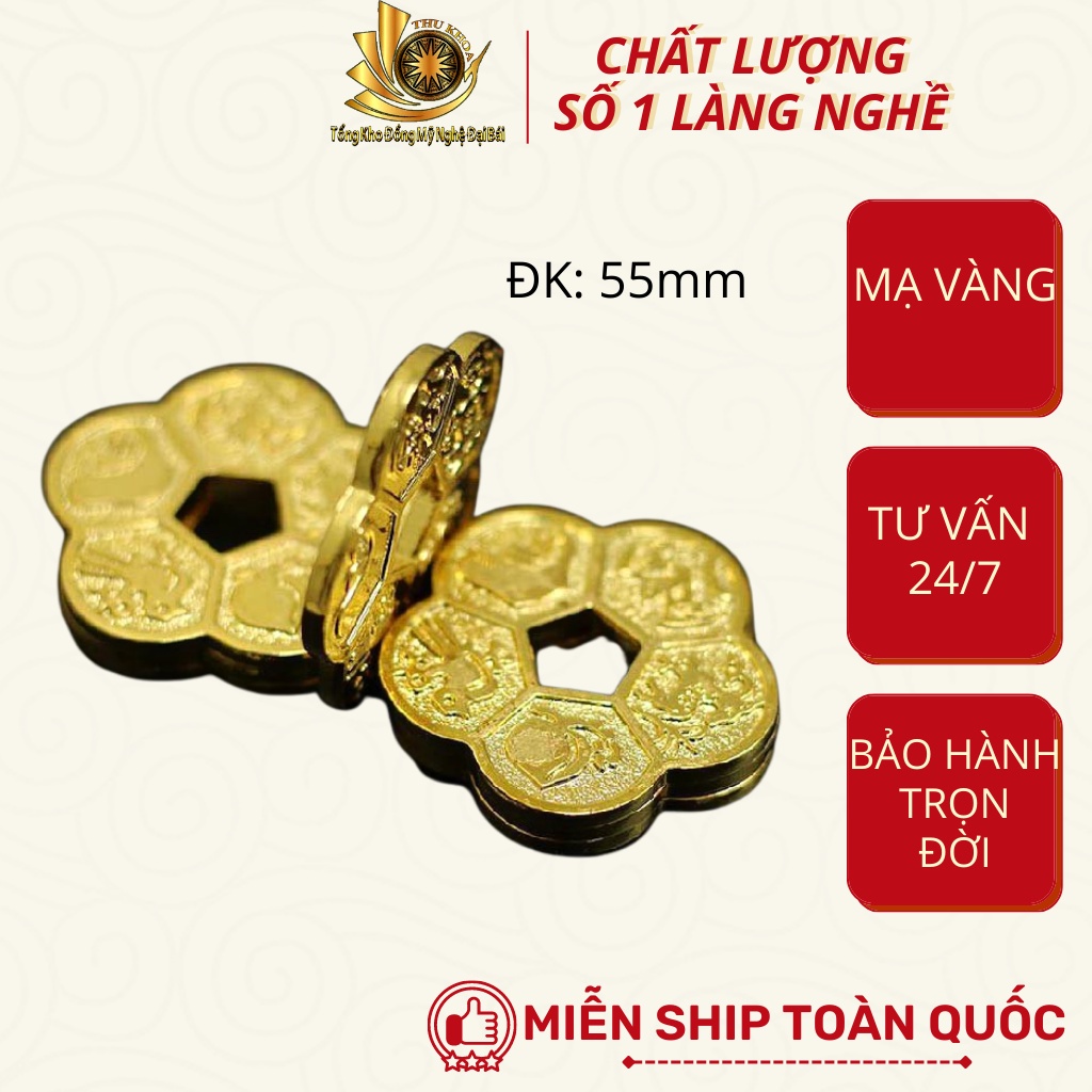 Đồng Xu Hoa Mai Mạ Vàng Phong Thủy Để Ví May Mắn