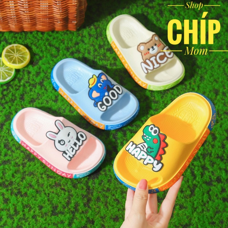 sandal bé trai dép lê cho bé gái hình gấu khùng long thỏ dễ thương đúc khuôn siêu bền chống trượt êm chân T18