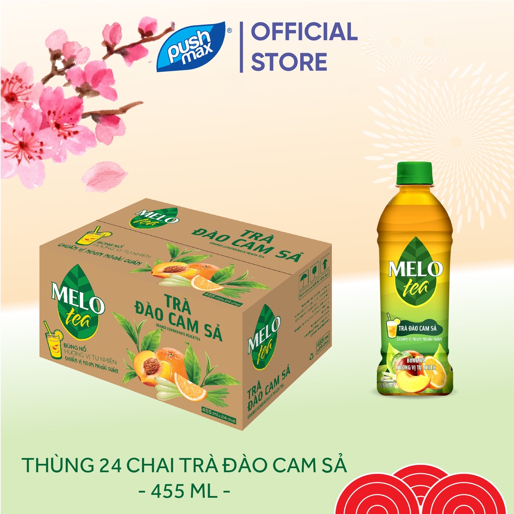 Thùng 24 Trà Đào Cam Sả Melo Tea - Pushmax (455ml x 24 chai) - Pushmax ...