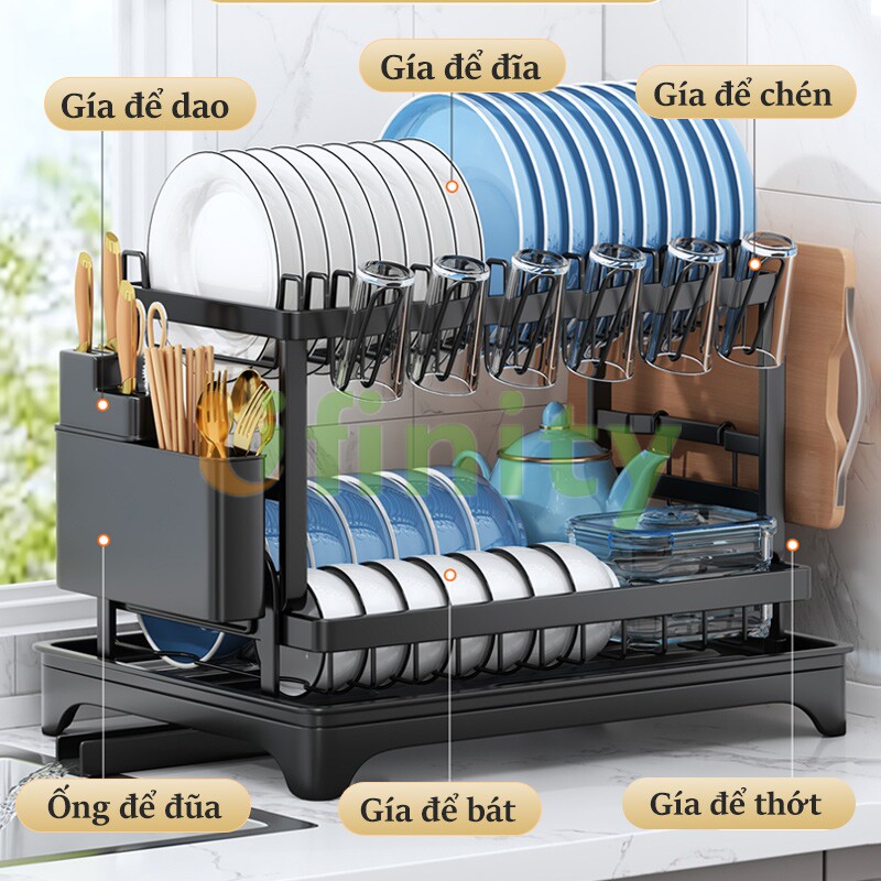 Lifinity Kệ Bát Đĩa Gấp Gọn-Kệ Nhà Bếp Đa Năng, Không Cần Lắp Ráp，Ống Thoát Nước Của Khay Nước Xoay 360°