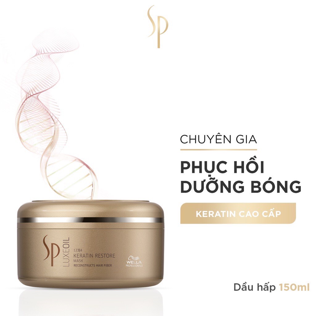 Dầu hấp tóc Wella SP Luxe Oil hấp tóc Keratin cao cấp, chăm tóc thêm bóng  khoẻ từ gốc Restore Mask 150ml | Shopee Việt Nam