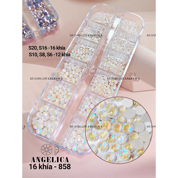 Khay đá chân lưới nail 16 khía đủ màu đính trang trí móng ANGELICA ANG