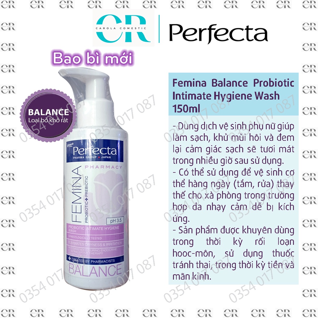 chÍnh hÃng dung dịch vệ sinh phụ nữ perfecta femina balance probiotic