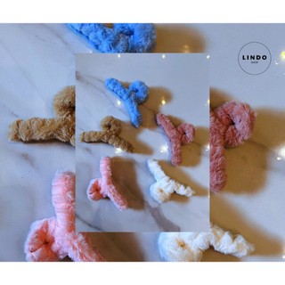 Kẹp tóc càng cua Phủ lông dễ thương, xinh xắn LINDO, kẹp tóc thời trang phong cách Hàn Quốc tiện dụng