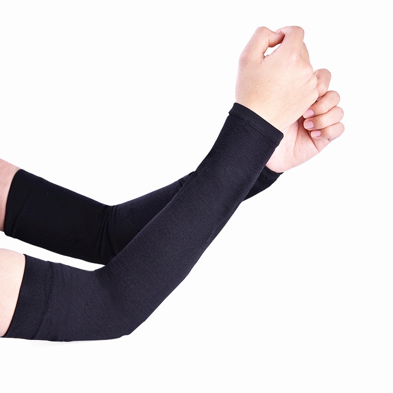 Găng tay chống nắng tia UV cho nam nữ dày dặn hai màu đen trắng chất cotton co dãn 3B-[Ống Găng Tay]