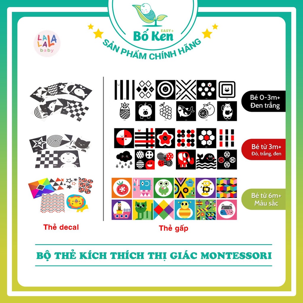 Ảnh Bộ Thẻ Kích Thích Thị Giác Giúp Bé Phát triển Toàn Diện [Chuẩn Phương Pháp Montessori, Loại Decal Dán và Thẻ Gấp] 3