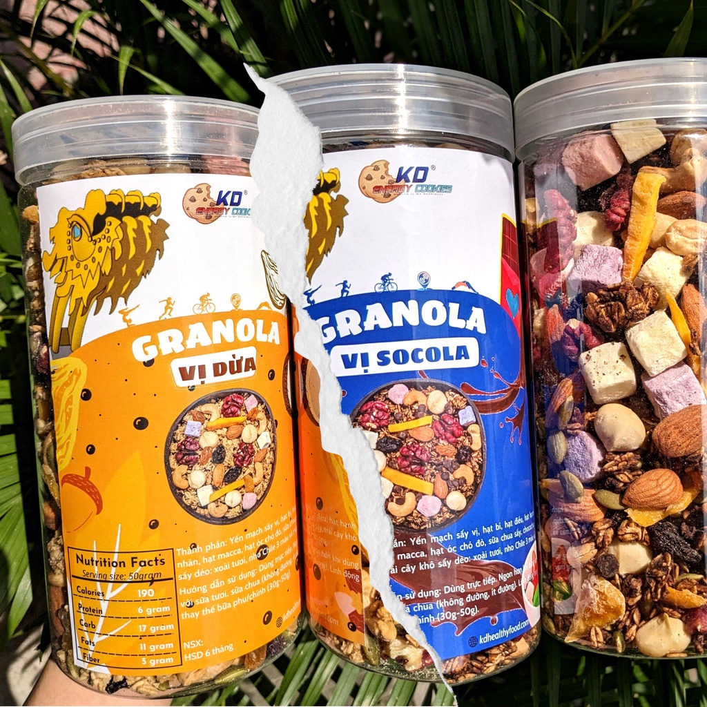 Granola ăn kiêng, 11 hạt dinh dưỡng và trái cây sấy KD Shop 500g/ hộp