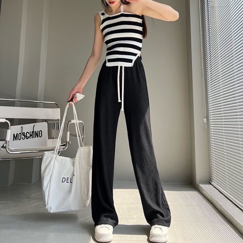 sẵn Quần culottes  màu trắng không túi bản (dây to)
