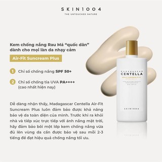 Skin1004 - Kem chống nắng Rau Má Skin1004 Madagascar Centella Air-fit Suncream SPF50+ PA++++ 50ml