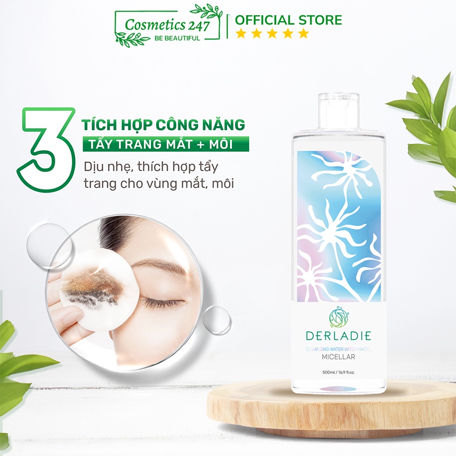 Ảnh Nước Tẩy Trang Derladie Cleansing Water Witch Hazel làm sạch, ngừa mụn trên da 500ml 4