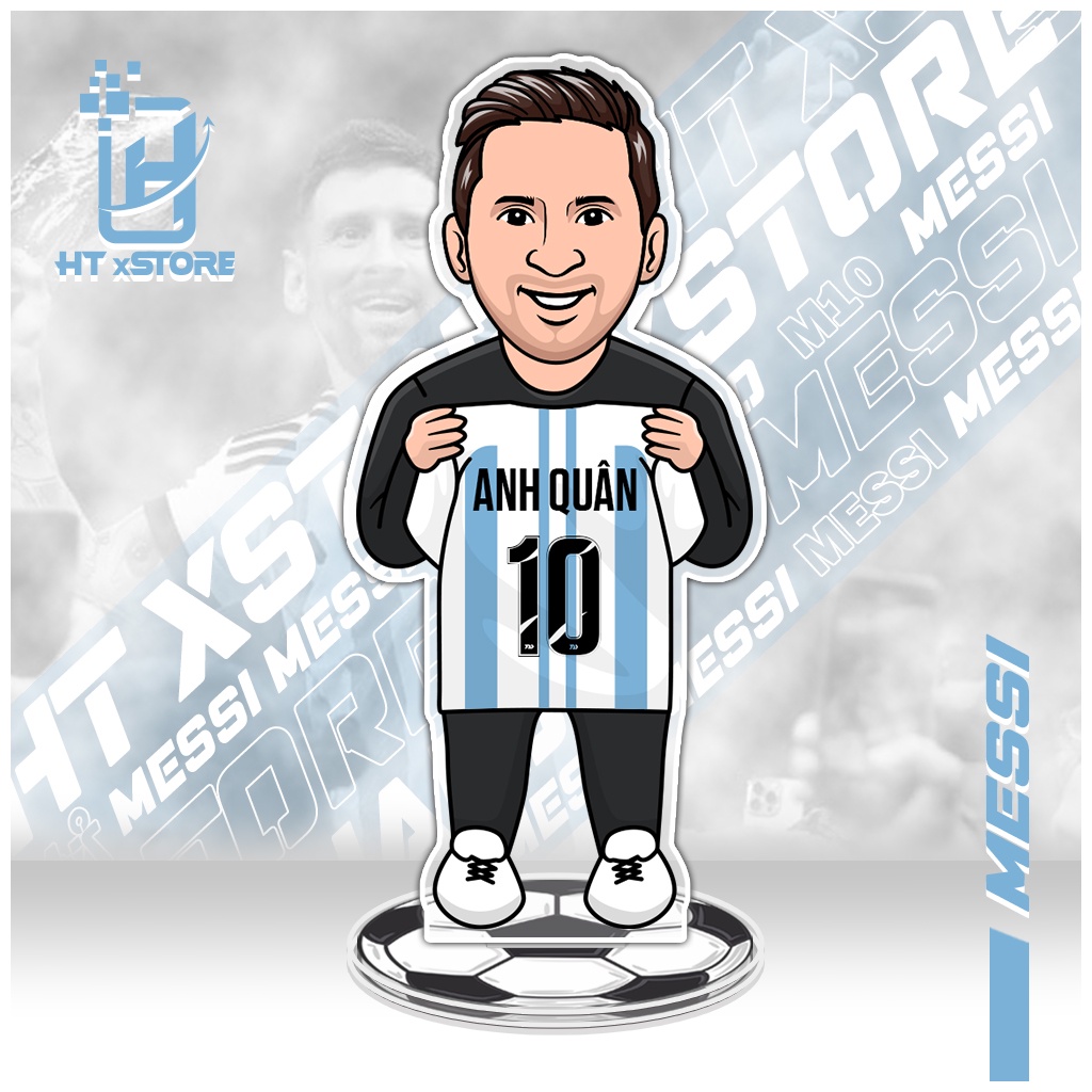 Standee in hình cầu thủ Messi M10: Hình ảnh của Messi luôn thu hút sự quan tâm đối với người hâm mộ bóng đá tại Việt Nam. Đó là lý do tại sao một standee hình Messi giờ đây được phát hành, để các fan có thể đặt trong phòng khách hoặc phòng ngủ của mình. Với thiết kế tinh tế và sang trọng, standee này sẽ là điểm nhấn hoàn hảo cho bất kỳ không gian nào.