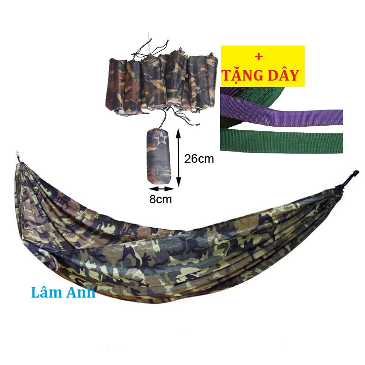 Võng Vải Dù Thái Lan Rằn Ri 2 lớp,Có Túi Rút Đi Kèm 5M Dây Dù | Shopee ...