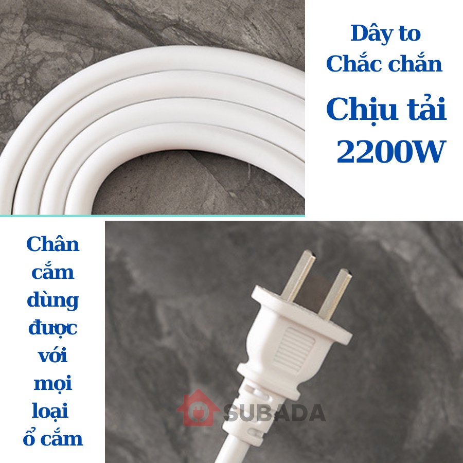 Ổ Cắm Điện Đa Năng Thông Minh 2200w Dây Dài 1- 4,5m Có 4 Cổng USB Tiện Lợi Nút An Toàn Chống Giật Chống Cháy Nổ 3129