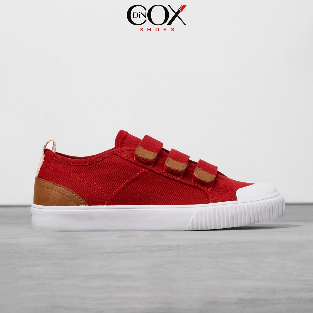 [Mã BMLTA35 giảm đến 35K đơn 99K] Giày Sneaker Vải Nữ DINCOX E01 Quai Dán Nữ Tính Red