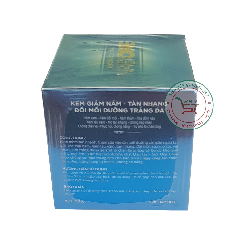 Kem Nám Tàn nhang Dưỡng trắng da mờ Nhăn Đồi mồi chống Lão hóa Dâu Tây Sữa Ong Chúa Nabi One 10in1 20g (Bạc-xd)