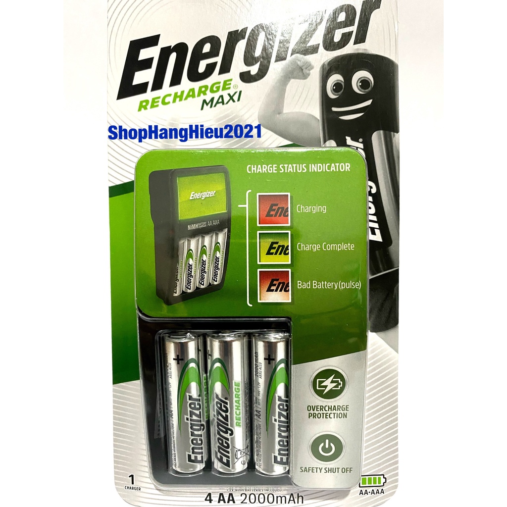 Bộ Sạc Energizer CHVCM4 Kèm 4 Pin Sạc AA 2000 mAh - Sạc Nhanh Tự Ngắt ...