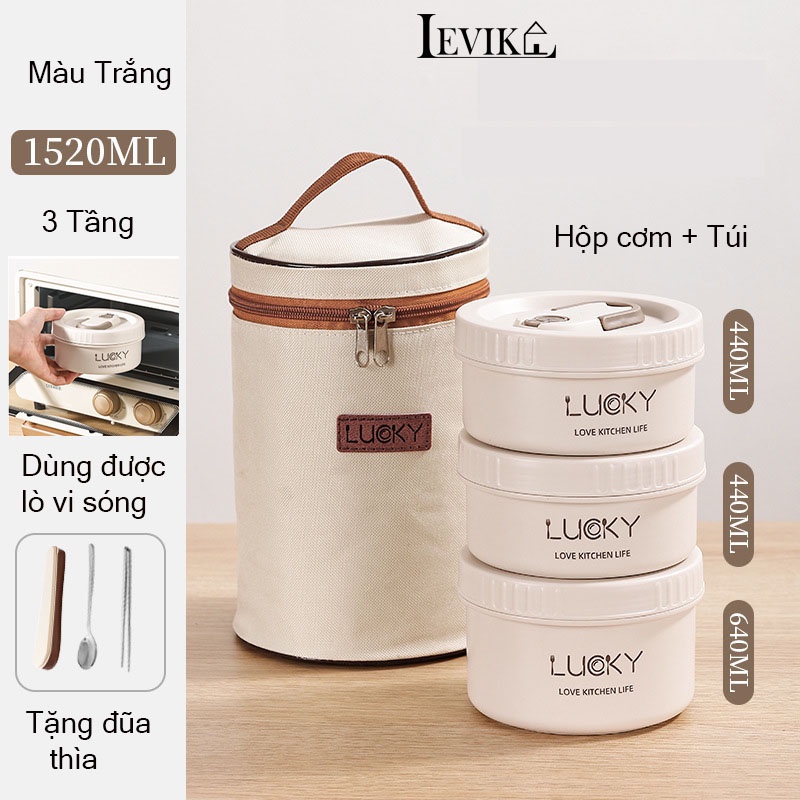 Ảnh Hộp đựng cơm giữ nhiệt LEVIKA ,Hộp cơm trưa văn phòng cách nhiệt bằng thép không gỉ 304.HC09 2