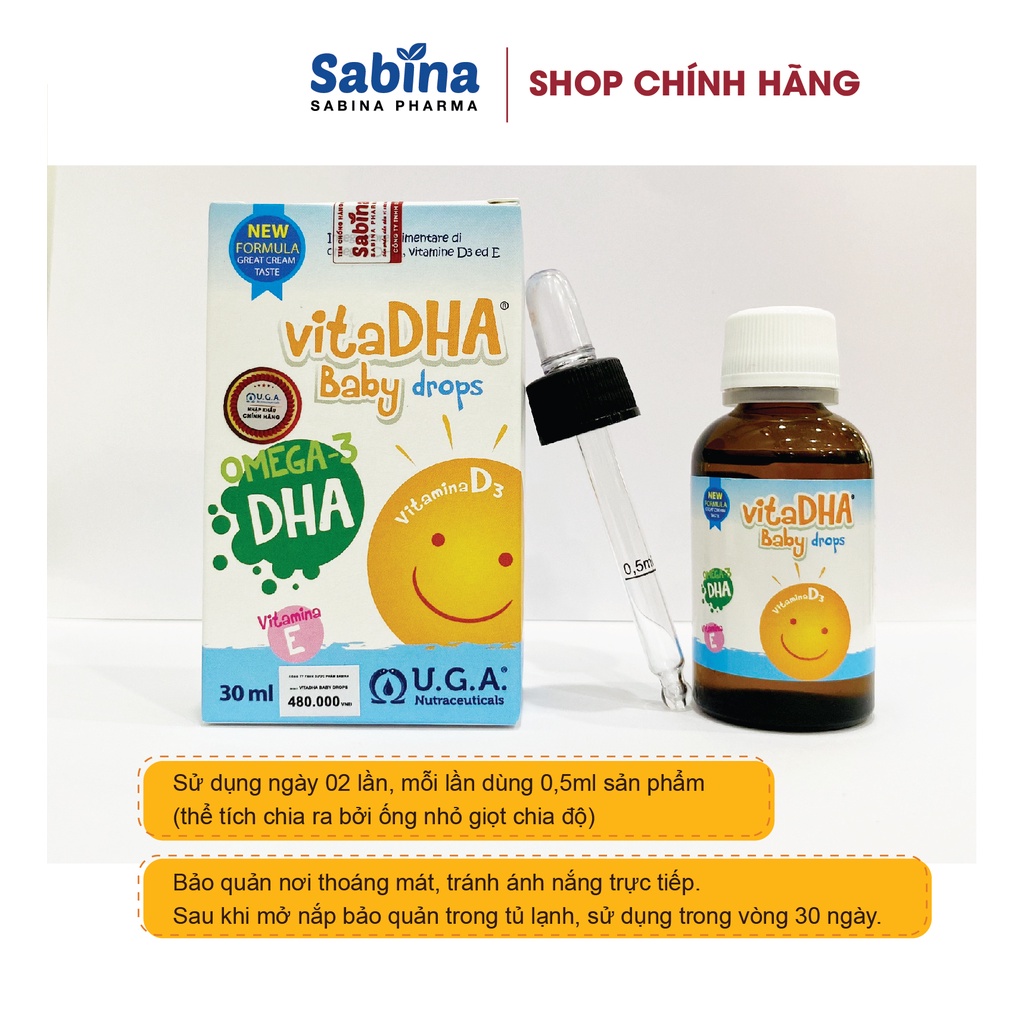 Ảnh VitaDHA Baby Drops – Thực phẩm bảo vệ sức khoẻ bổ sung D3 và DHA cho bé 30ml U.G.A. Nutraceuticals. Date Th10-2026 2