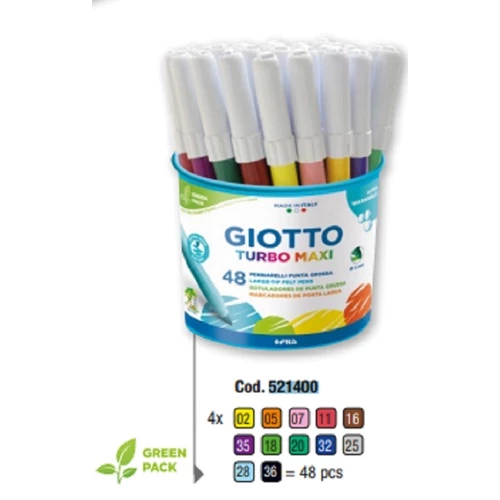 Bút dạ GIOTTO Turbo Maxi 521400 ITALY, Viết dạ vẽ được đa chất liệu, nhiều màu lựa chọn