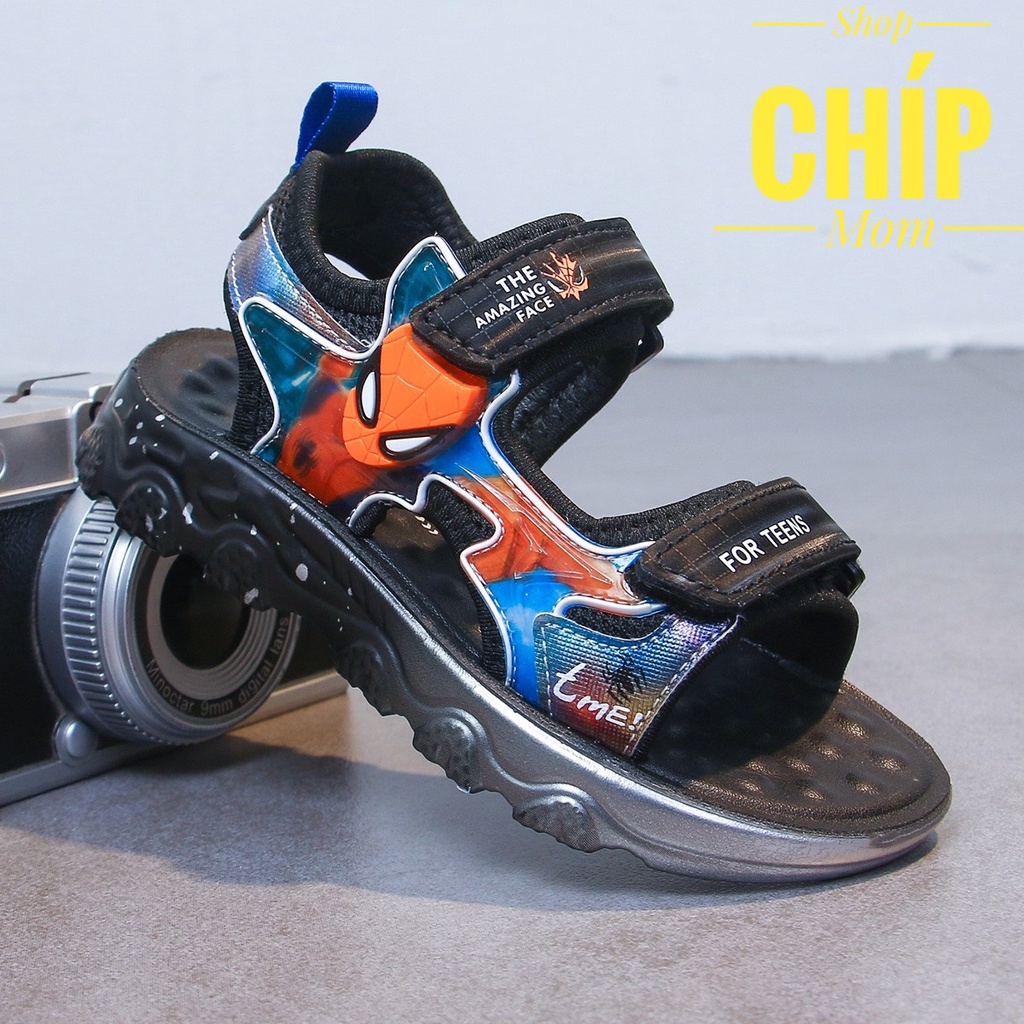 sandal bé trai dép quai hậu cho bé đi học khâu đế siêu bền người nhện kiểu dáng thể thao QCCC full hộp D1 ( ảnh thật )