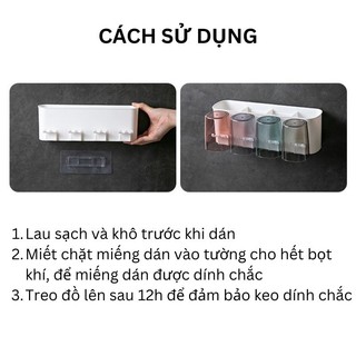Kệ Để Bàn Chải Kem Đánh Răng Nhà Tắm 2 cốc 3 cốc 4 cốc, Giá Để Đồ Tiện Lợi Không Cần Khoan Tường
