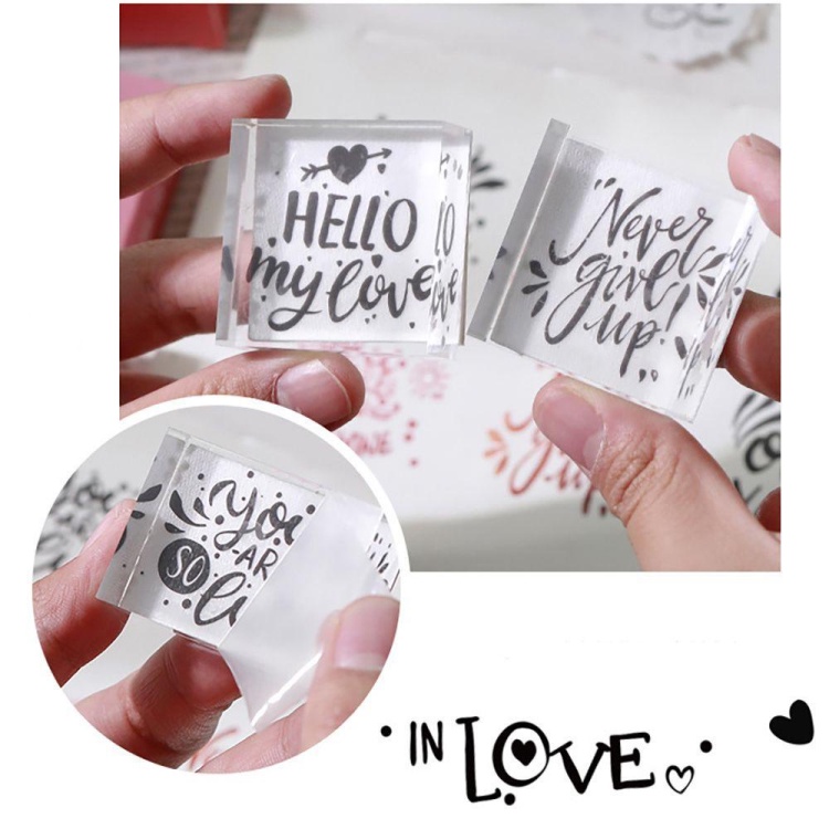 Con dấu trong suốt bằng acrylic in chữ trang trí sổ lưu niệm DIY nhiều mẫu đẹp xinh