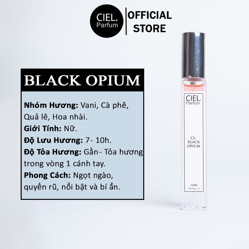 Ảnh Nước hoa nữ CL BLACK OPIUM cao cấp chính hãng CIEL Parfum 12ml phong cách ngọt ngào, bí ẩn, quyến rũ và đầy mê lực 1