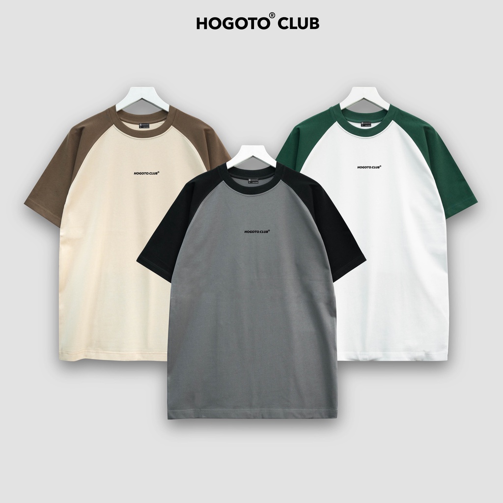 Áo thun Local Brand RAGLAN IN CAO SU NỔI Hogoto shop , Áo thun unisex nam nữ form rộng oversize chất liệu 100% Cotton