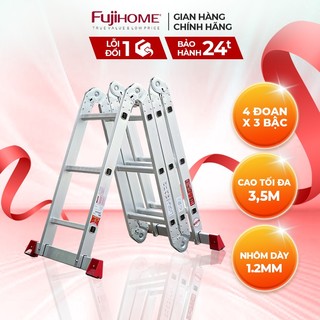 Thang nhôm gấp đa năng 4 đoạn FUJIHOME ML104N gấp nhiều kiểu - chống trơn trượt - cao tối đa 4,5m