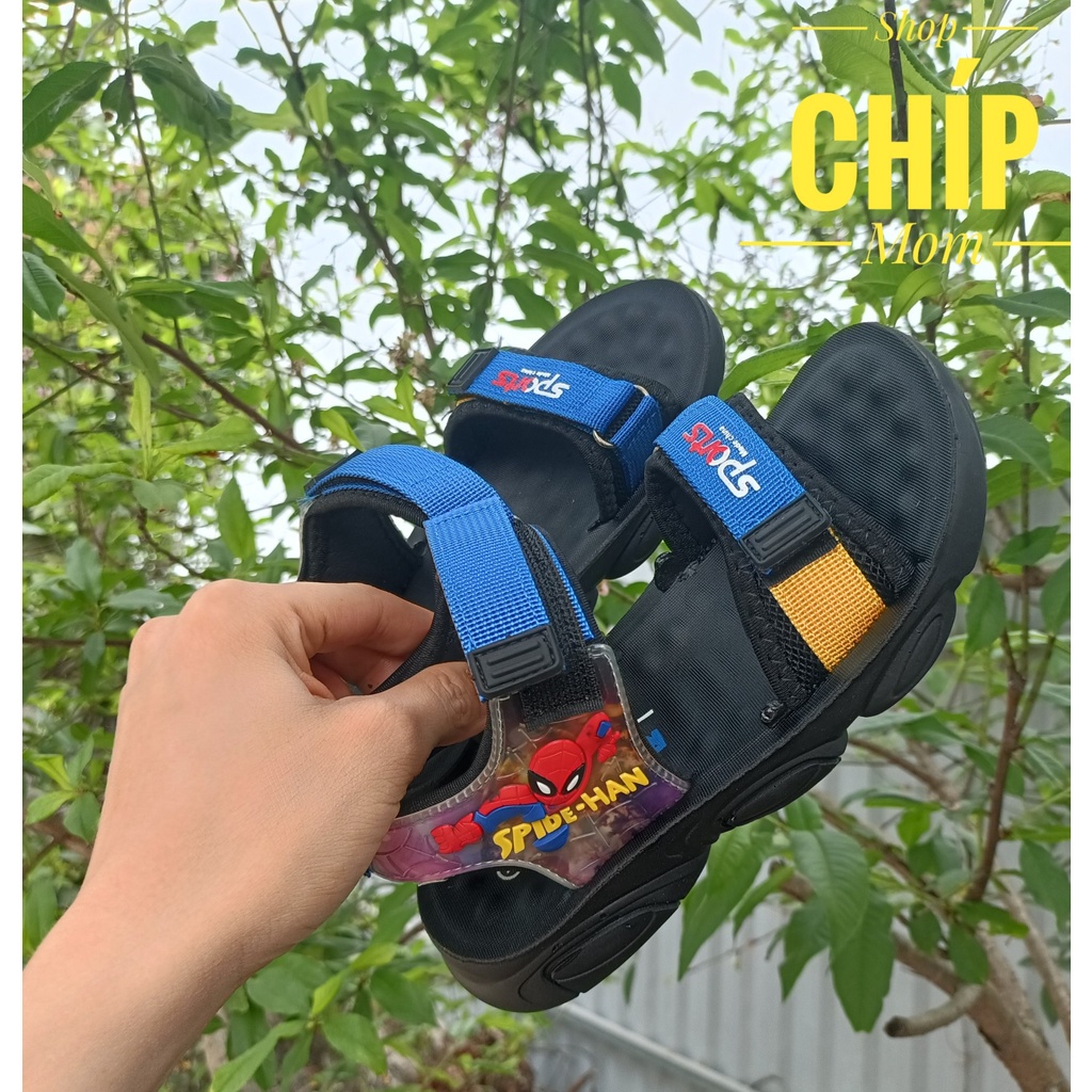 sandal bé trai dép quai hậu đi học cho bé có size đại khâu đế chìm đế chống trượt QCCC full hộp nhện 999 ( ảnh thật )