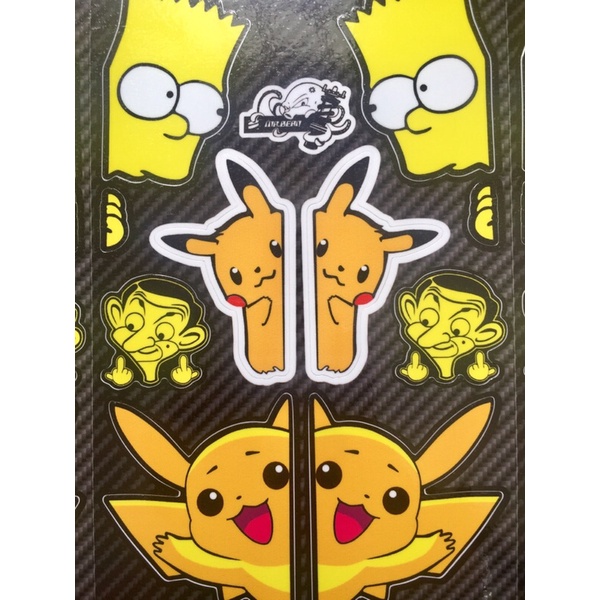 Nguyên tờ Simpson Pikachu 8 hình. Sticker chống nước, không bay màu. Trang trí mọi nơi