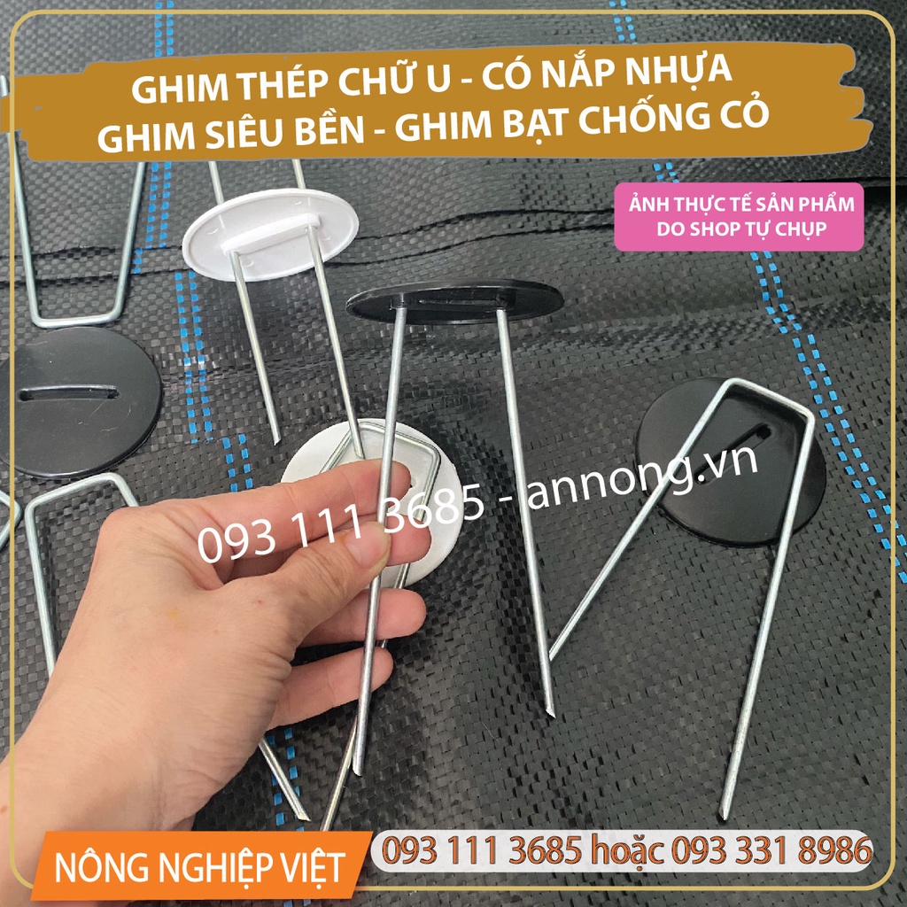 Combo 10 ghim thép nắp nhựa (Ghim thép chữ U) - Ghim cố định bạt phủ ...