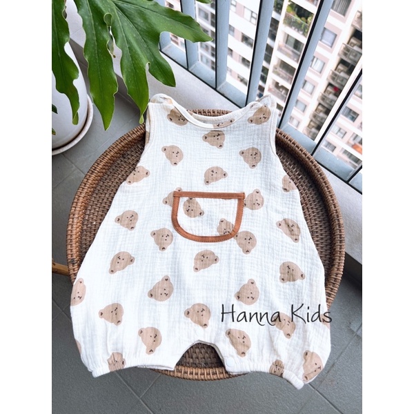 Bodysuit Kèm Mũ Xô Muslin Cho Bé Trai/ Bé Gái Siêu Hot Liena'S Closet
