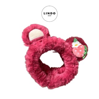 Bờm tóc - Băng đô Gấu Dâu LINDO xinh xắn, dễ thương, Bờm tóc bằng lông nhung mềm mại
