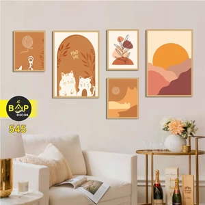 Tranh treo tường, dán tường, phong cách vintage, trừu tượng, decor bàn học, phòng ngủ đẹp, Bắp Decor