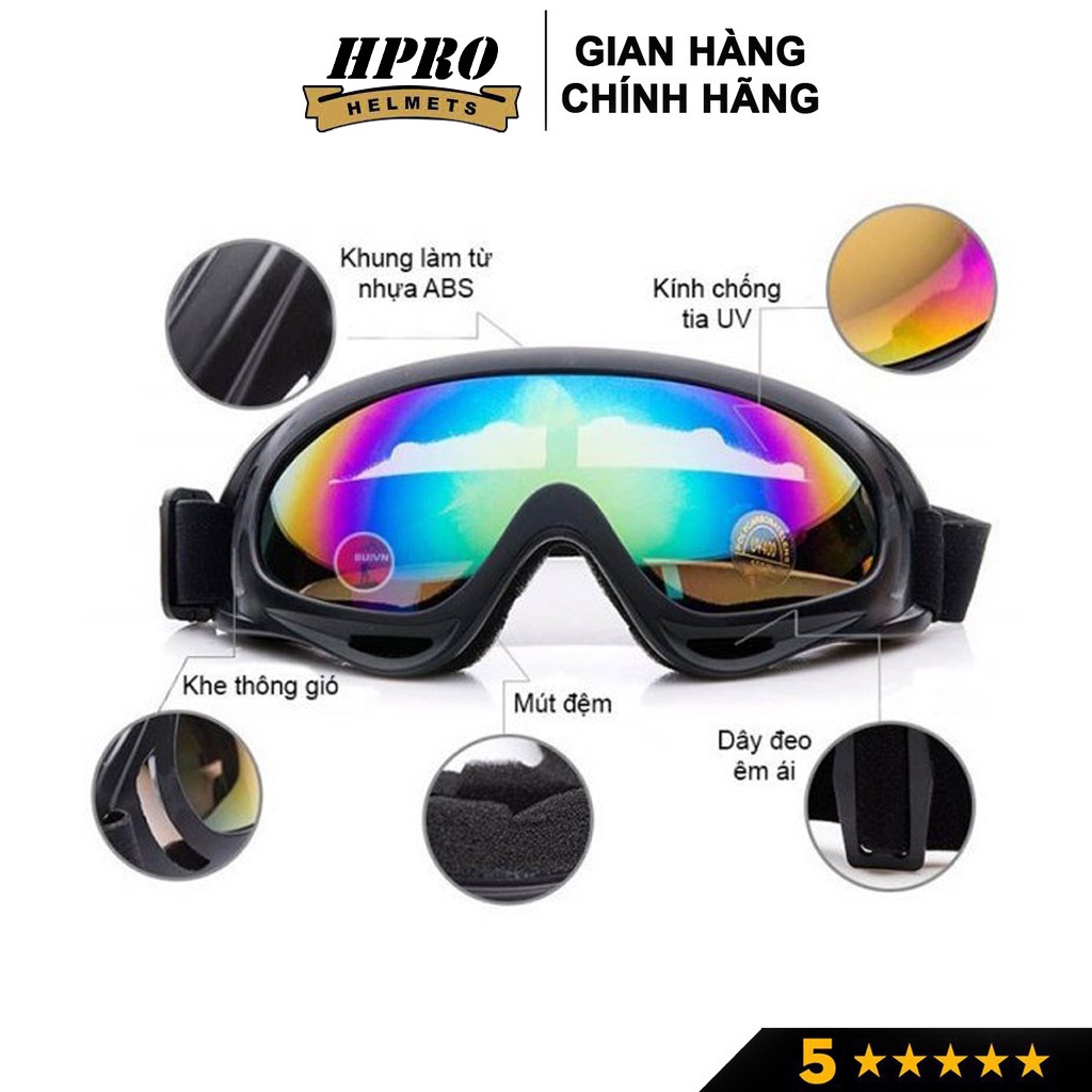 Ảnh Phụ kiện Kính Phi Công kính UV Hpro Helmet gắn mũ bảo hiểm 1/2 và 3/4 đi phượt trang trí mũ chắn gió bảo vệ mắt 4