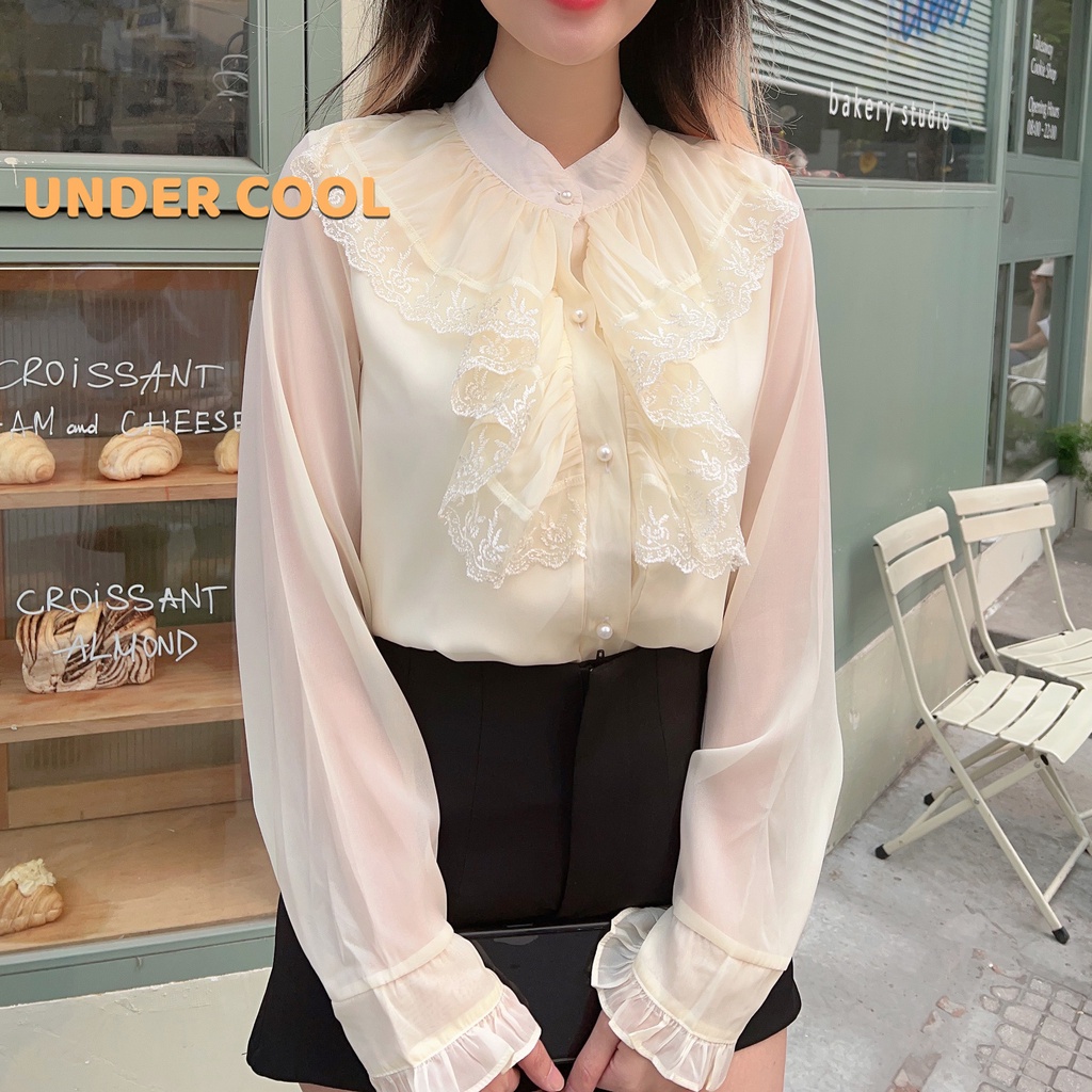 Áo Sơ Mi Cổ Bèo UNDERCOOL Chất Voan Mềm Mại Thoáng Mát ASM43