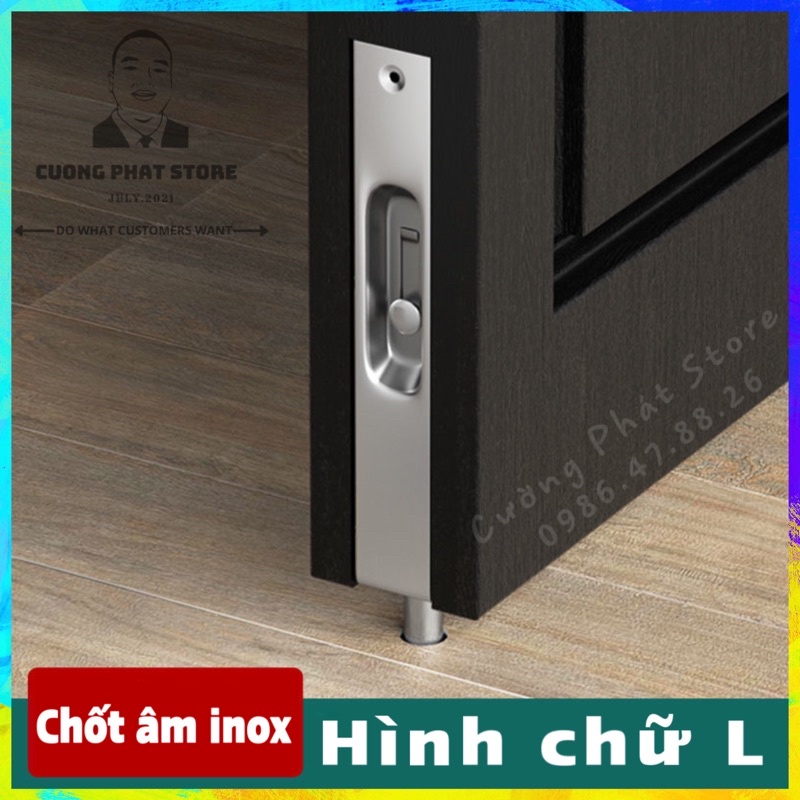 Chốt âm inox có nút bấm trượt lắp vừa cho mọi loại cửa | Shopee Việt Nam