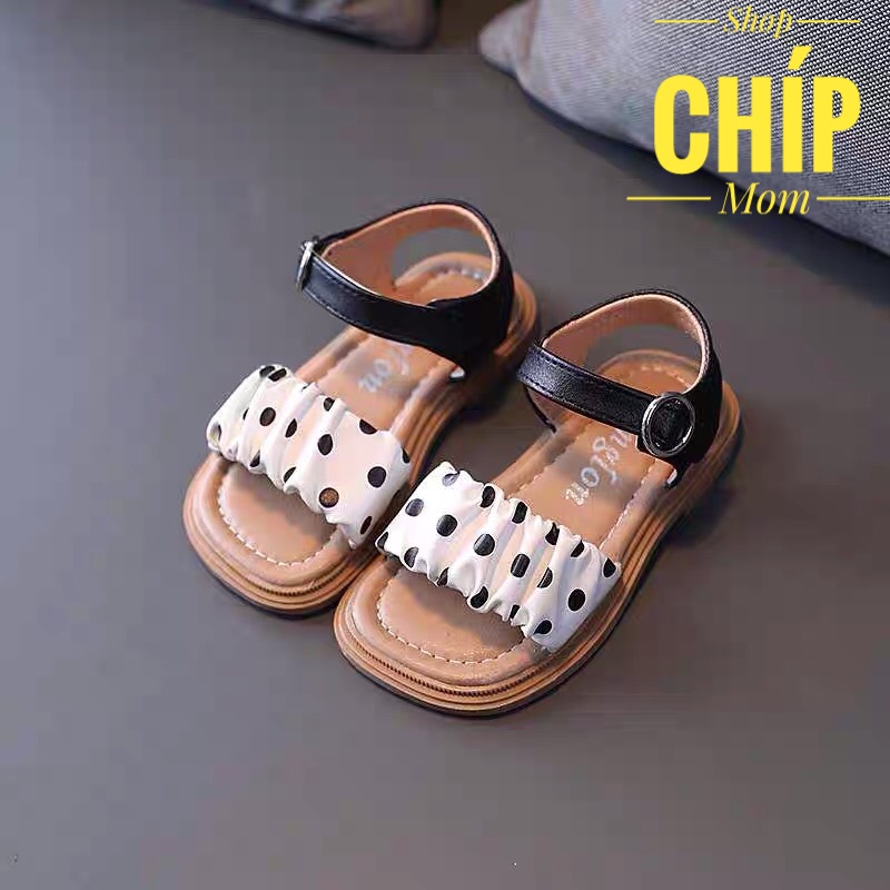 sandal bé gái dép quai hậu cho bé chấm bi nhún điệu công chưa đế chống trượt em chân QCCC M218 ( có ảnh thật )