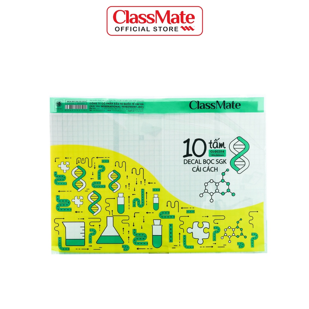 Decal Bọc Sách Giáo Khoa Cải Cách CLASSMATE Chất Liệu Nhựa Trong, Dẻo, Bền, Chống Thấm DC314 (190x265mm)