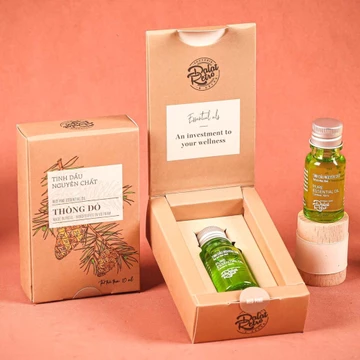 Tinh dầu nguyên chất, mẫu minimal, 10ml, thông đỏ red pine, hộp, Dalat Retro
