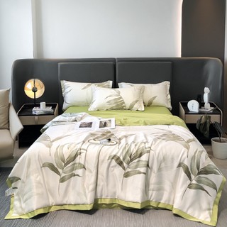 Bộ chăn ga gối lụa thái nhập khẩu cao cấp, chất liệu lụa thái mềm mịn, chăn đã trần bông đắp hè thu