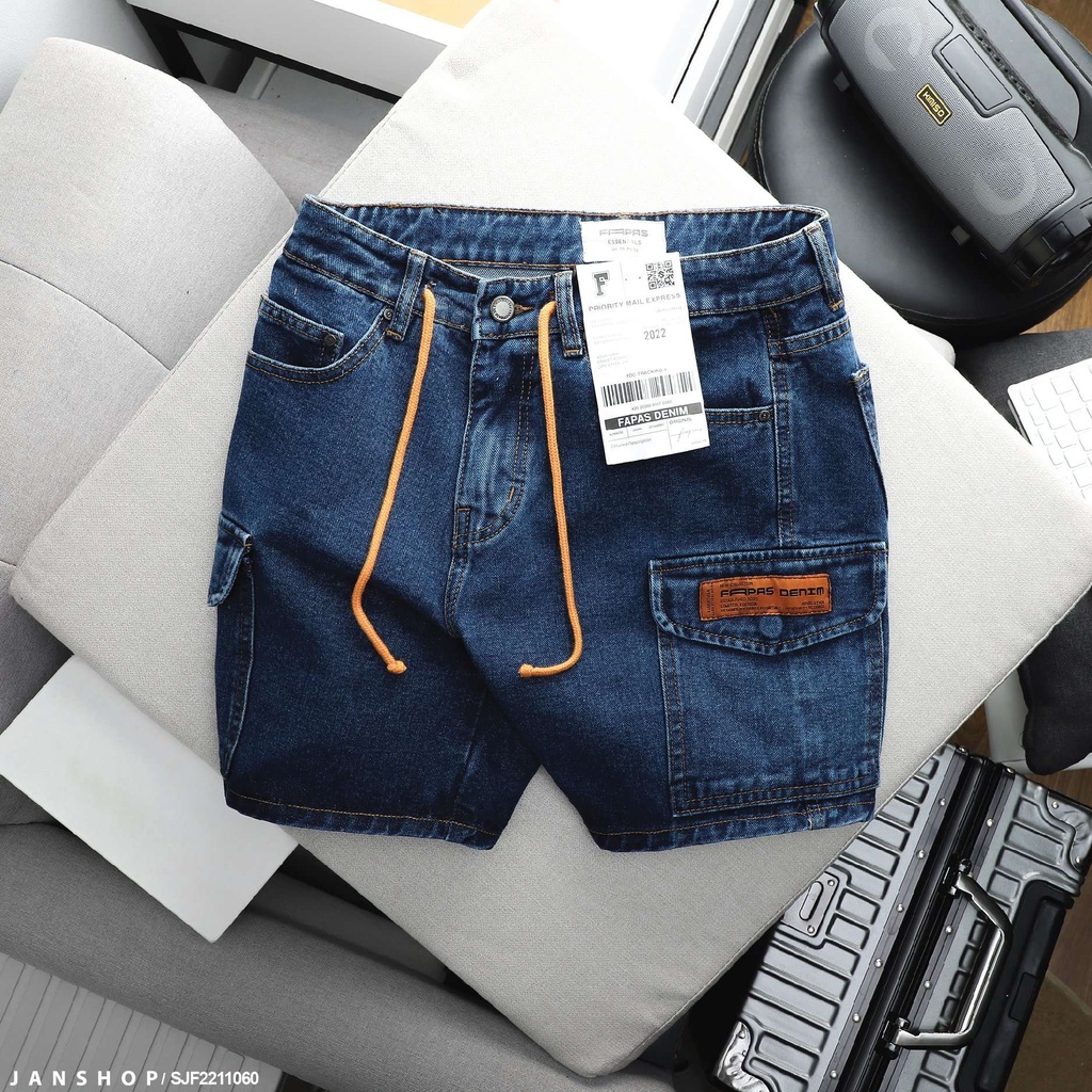Quần Short Jean Cargo thoải mái, cộng thêm thiết kế túi hộp trendy, dây ...