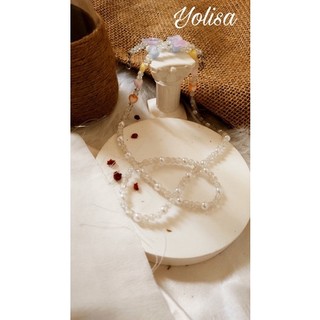 Dây đeo khẩu trang xỏ hạt cườm trong và charm bướm